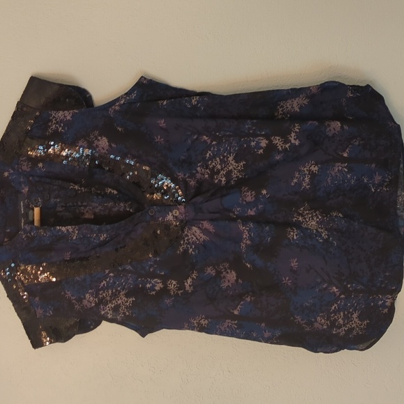 French Connection Y2K Sequin Adorable Night Out Blouse Layering Cap Sleeve Sz 10 - Picture 1 of 8